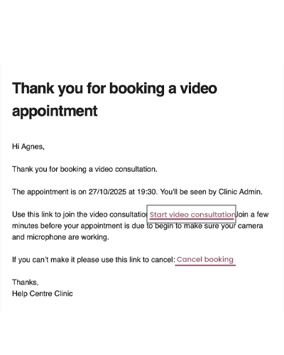 Online Cardiologist Consultation 2 Open Confirmation Email NHC